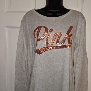 Small V.S Pink Bling Long Sleeve Tee NEW